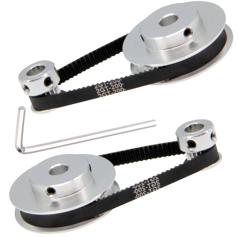 Zeelo 2PCS Set GT2 Synchronous Wheel 20&60 Teeth 8mm Bore Aluminum Timing Pulley with 2PCS Length 200mm Width 6mm Belt (20-60T-8B-6) - Image 1